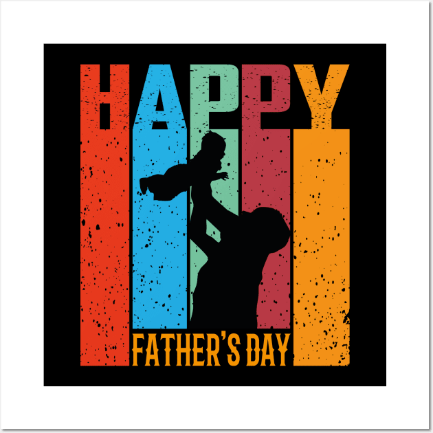 Happy Fathers Day, Dad, Papa, Father,Daddy,Retro Wall Art by Global Creation